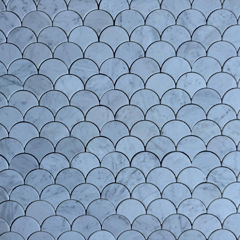 Carrara Wit Marmeren Vormgeving in Vorm van Een Waaier