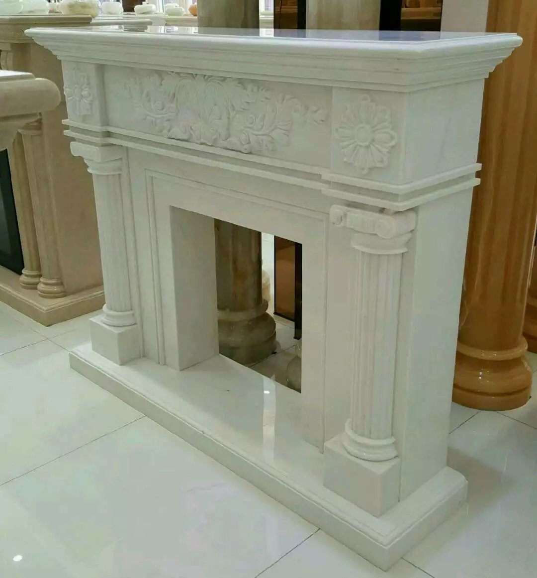 White Marble Fireplace Manufacturer factory