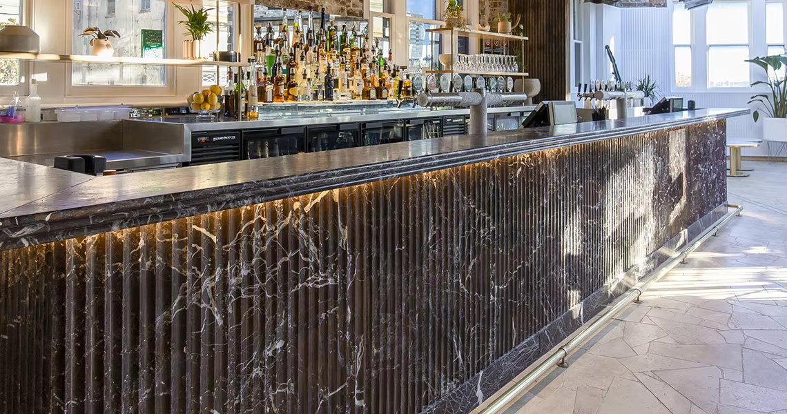 Natural Fluted Marble Stone Countertop for Hotel Apartment Project factory