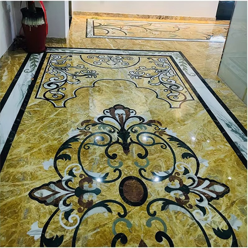 Waterjet Marble Medallion flooring tile factory