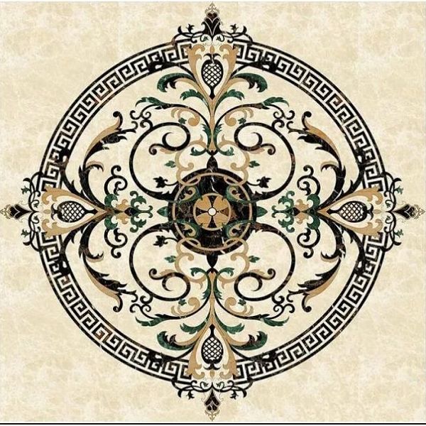 Waterjet Marble Medallion flooring tile for Hotel Corridor details