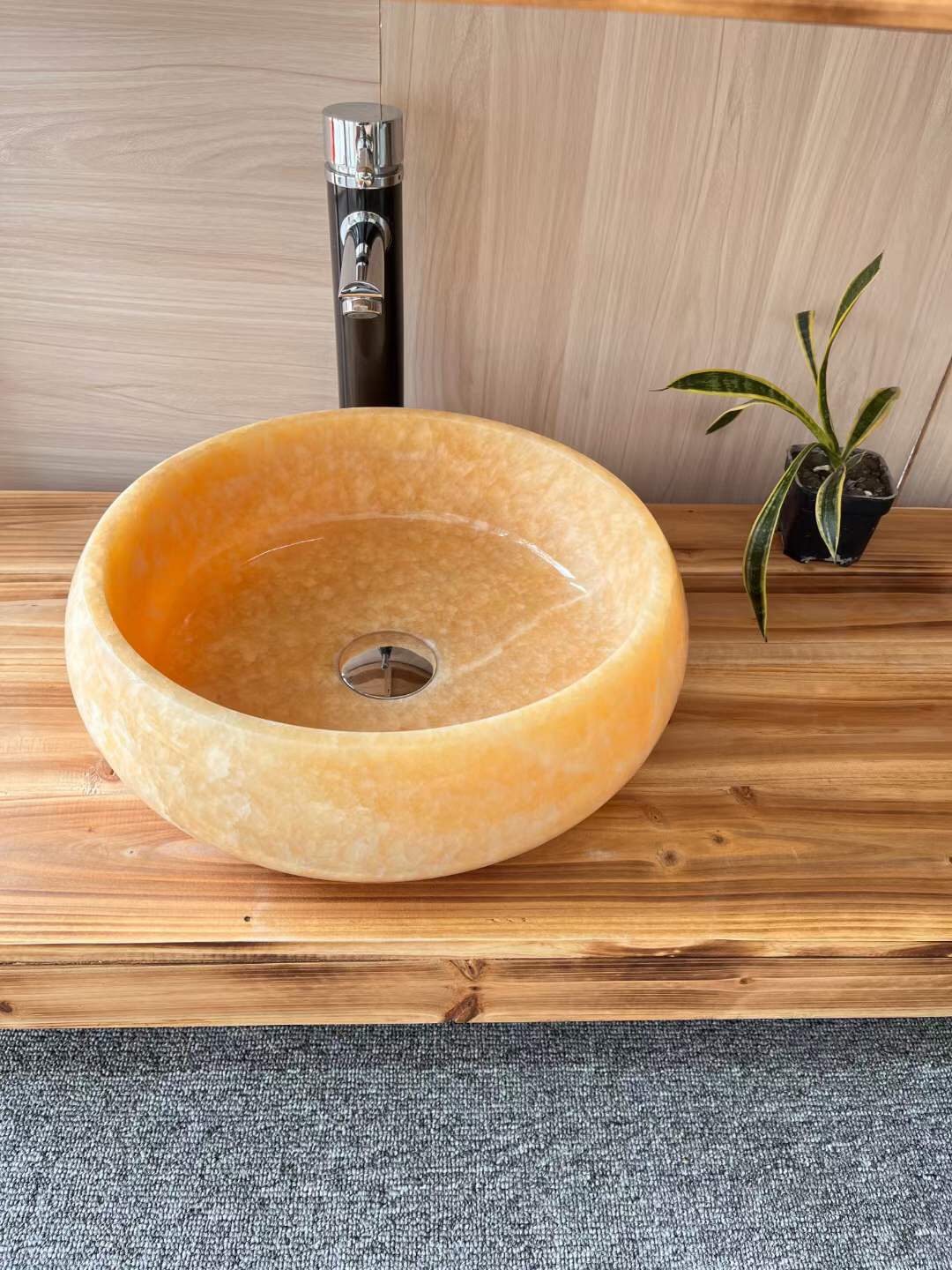 Direct Factory Made Natural Onyx Chess Round Wash Basin Marble Sinks details