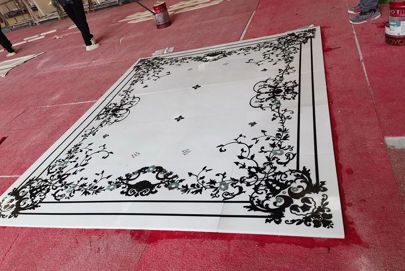Italy Royal Botticino Water jet Floor Medallion Tiles details