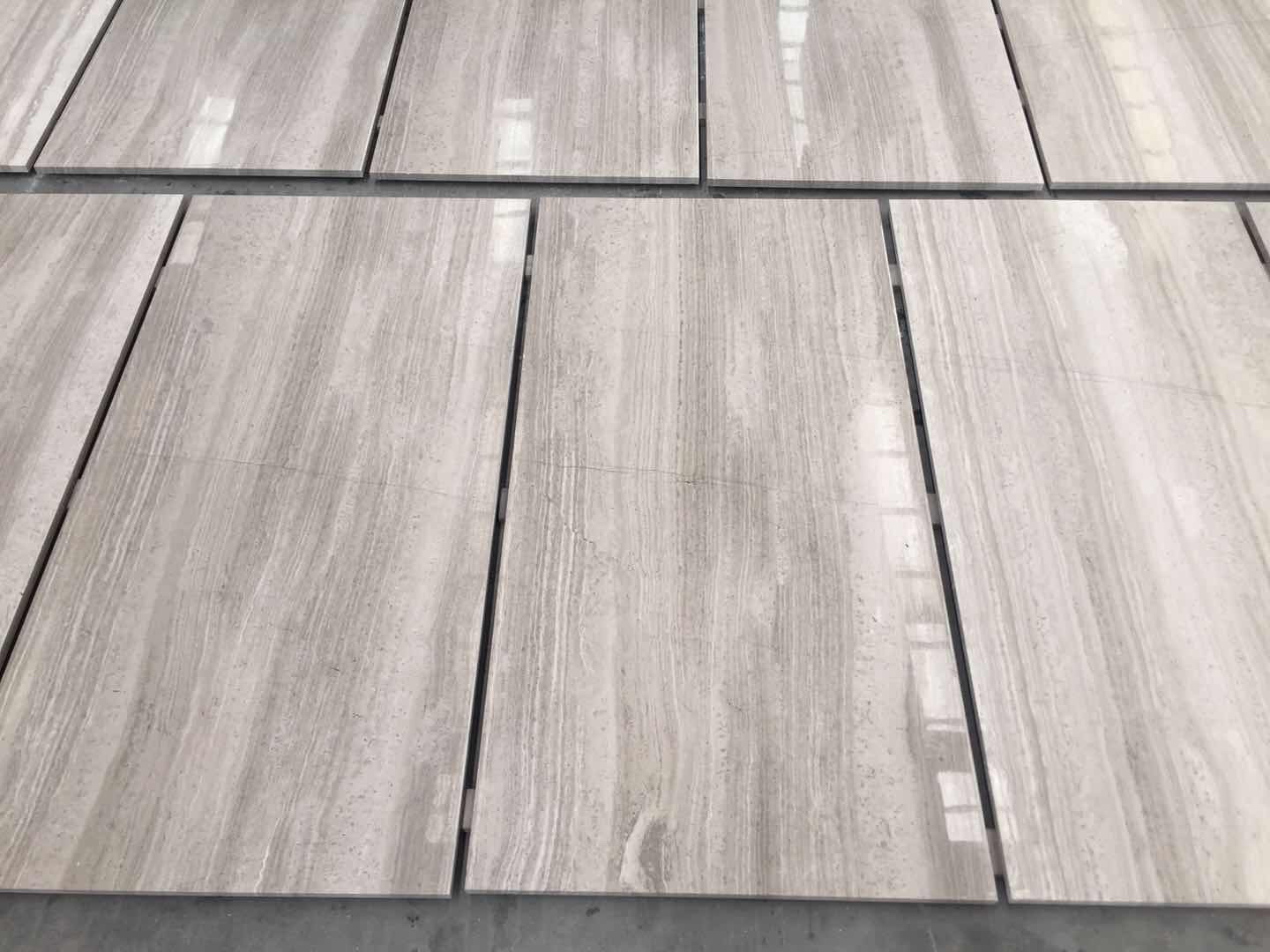 White Wood Grain Marble Cut to Size Tile manufacture