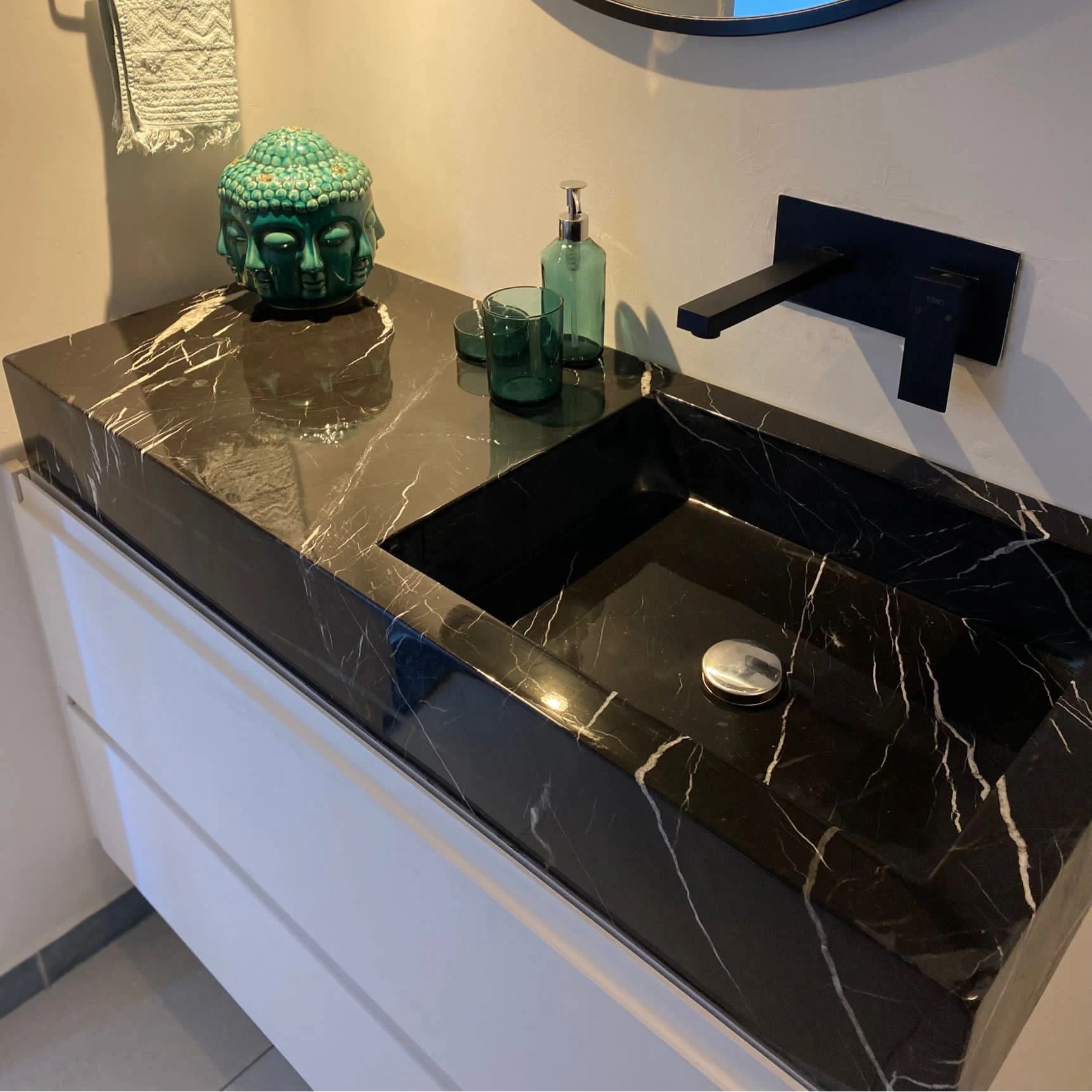 Natural Nero Marquina Black Marble Kitchen Counter and Vanity Top