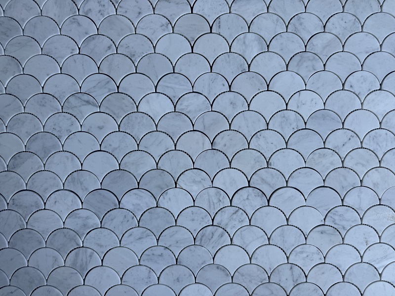 Carrara White Marble Fan Shape Mosaic factory