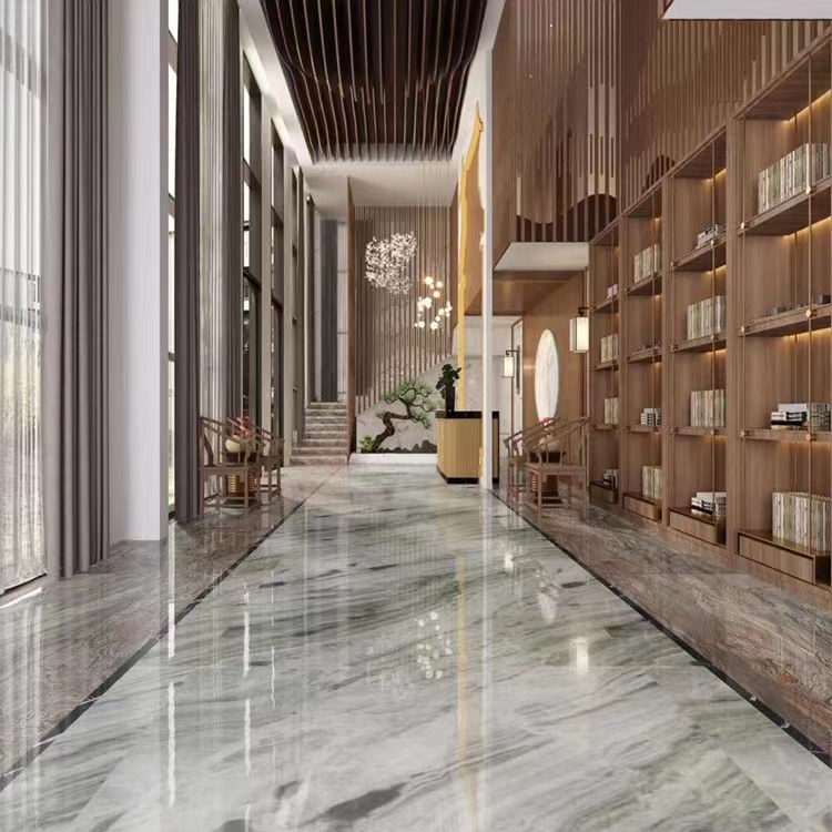 Natural Cloud Emerald Green marble floor tiles details