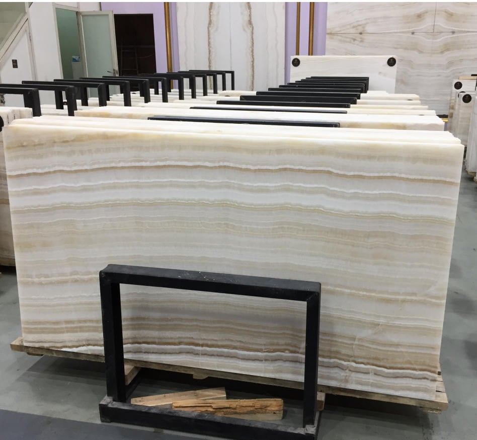 White Vanilla Onyx Slab Tiles
