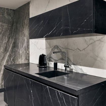 Natural Nero Marquina Black Marble Kitchen Counter and Vanity Top