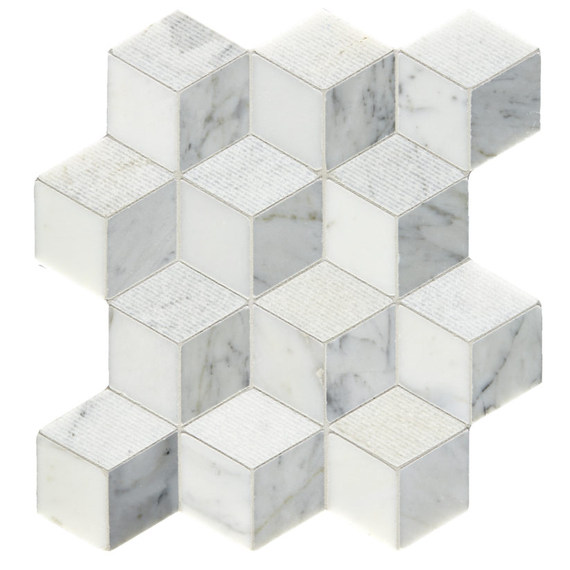 Carrara gefurchter Marmorwürfelmosaik