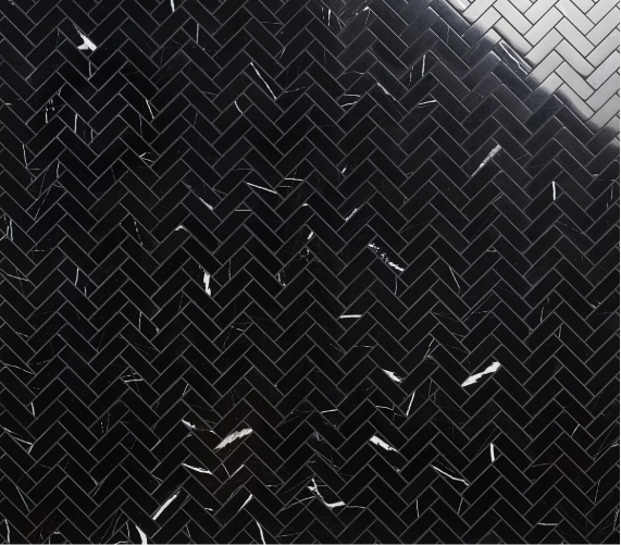 Nero Marquina Herringbone Mosaic Tile supplier