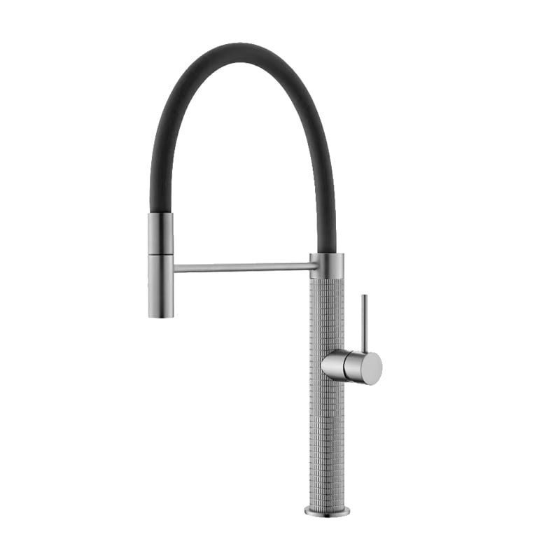1LS210221 Brass Kitchen Sink Faucet with Pull Out Spray Mixer and 360 Degree Rotation Flexible Design Chrome