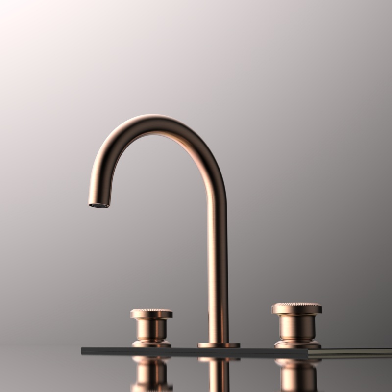 Sekko series 1SE500105 Brass Cold Hot Water Mixer Wash Basin Faucet 2-Handle Deck Mounted 3 Holes For Bathroom Gun Grey 