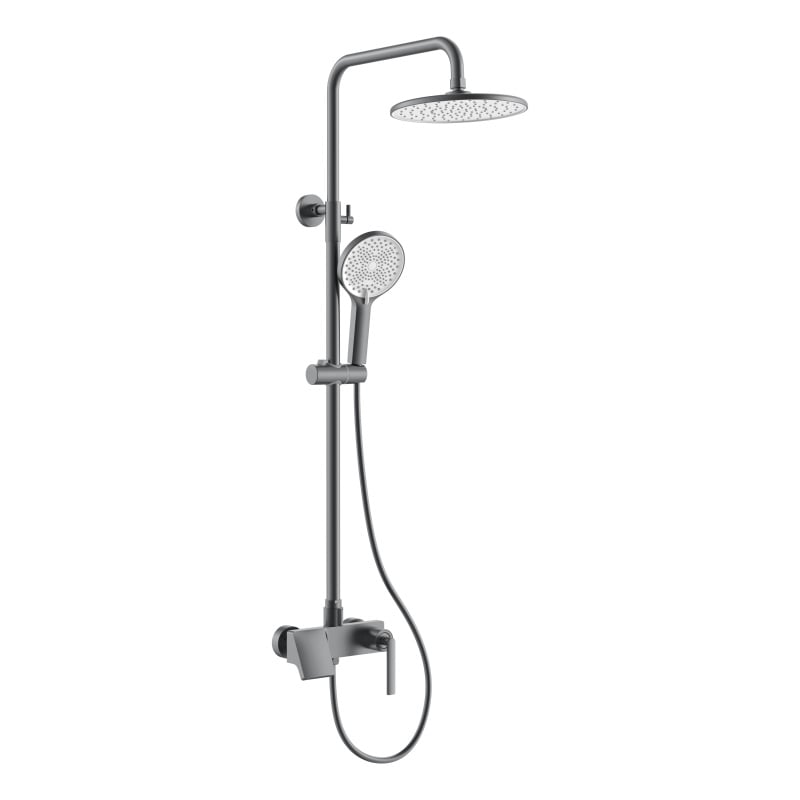 Mairui Series 1LN550300 High End Grade Wall Mounted Bath Shower Mixer Set in Solid Brass Complete Fittings Kit Gun Grey