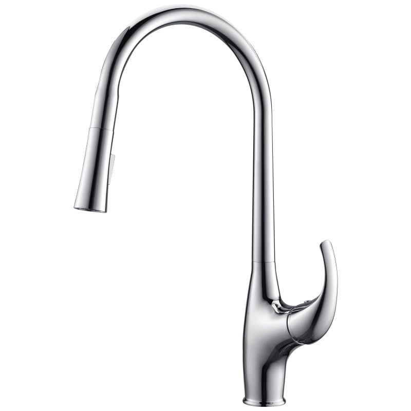 1LG270202 Brass Kitchen Sink Faucet with Pull Out Spray Mixer and 360 Degree Rotation Flexible Design Chrome