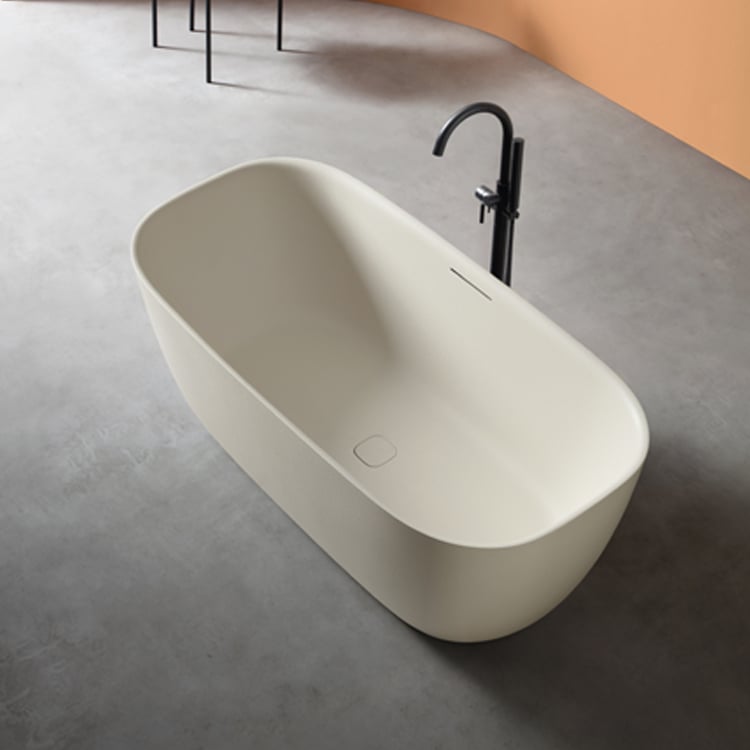 D009 Grosir Bak Mandi Rendam dari Batu Buatan, Berdiri Bebas, Spa Kamar Mandi Modern