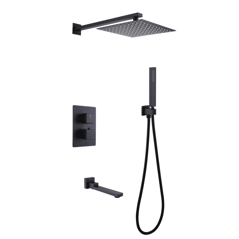 LE830101 Luxury Concealed Brass Smart Thermostatic Valve with Rain and Waterfall Shower System Kit