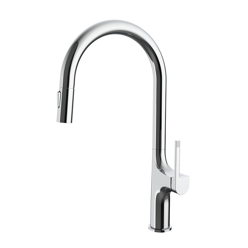 1LP560200 Brass Kitchen Sink Faucet with Pull Out Spray Mixer and 360 Degree Rotation Flexible Design Chrome