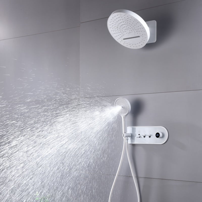 1LQ-6900B013 Modern Bathroom Upgrade Concealed Brass Mixer Set with Rainfall and Waterfall Heads Chrome
