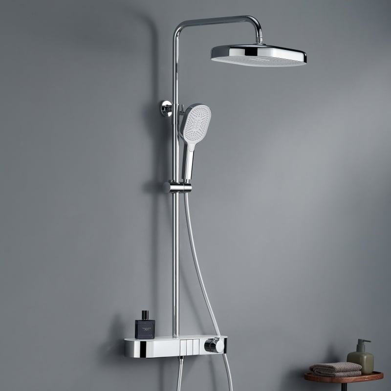 LE630113 Thermostatic Professional Grade Brass Bath Fittings Wall Mounted Rain Shower Mixer Set Chrome