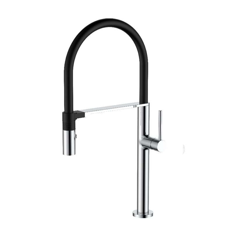 1LS210204 Wholesale Brass Cold Hot Water Mixer Tap with Pull Out Sprayer and Flexible for Kitchen Gun Grey