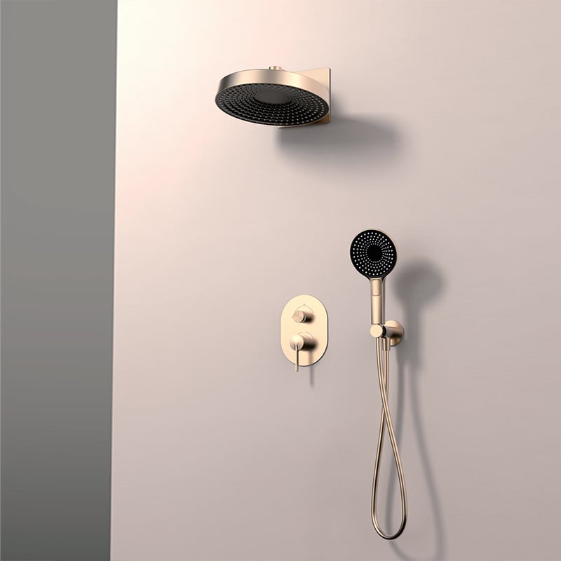 Xifan Series 1XF500700 Luxury Spa Experience Conceal Brass Valve with Rainfall Shower and Waterfall Bathroom Set  Gun Grey