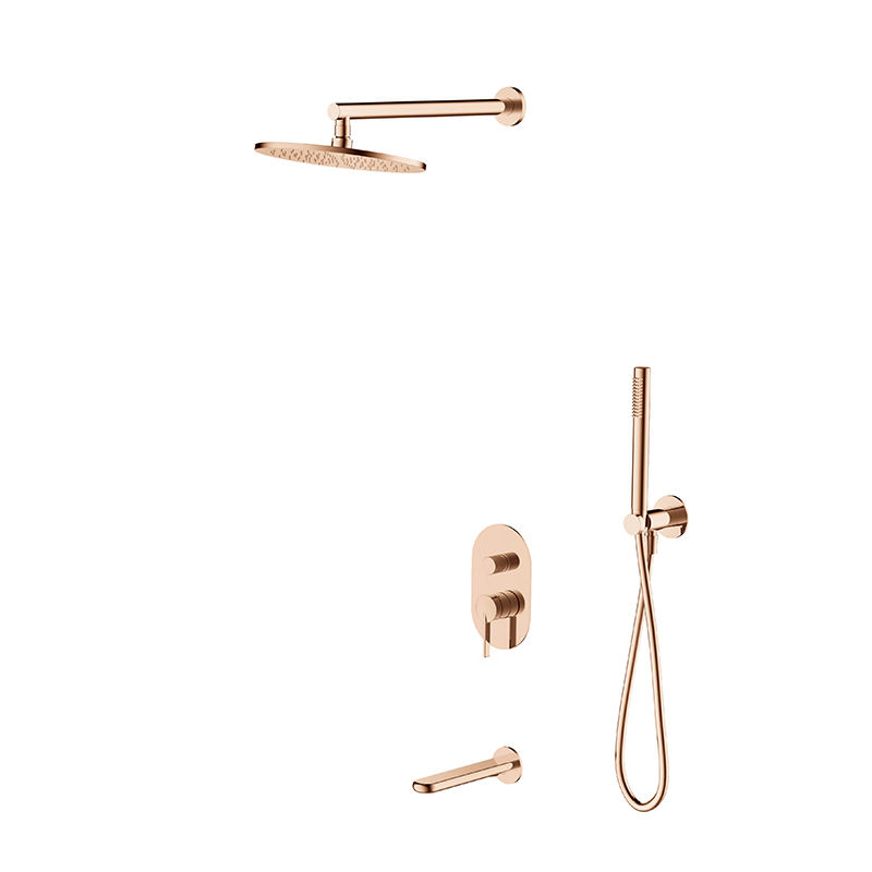 Xifan Series  1XF500701 Complete Brass Concealed System for Rainfall Shower and Waterfall Bathroom Spa Kit Rose Gold