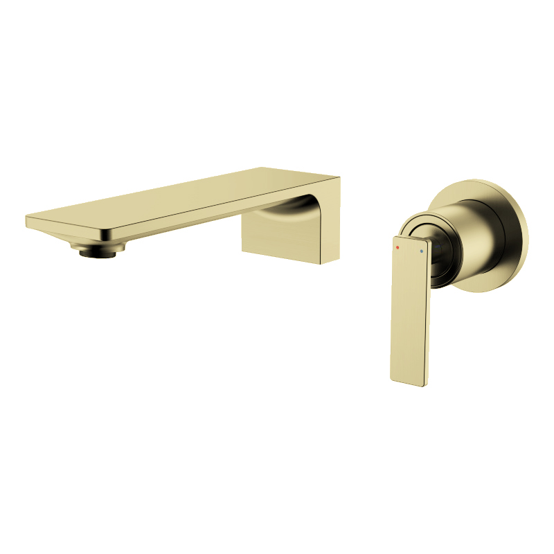 Serangkaian Peiluo 1LP590113 Keran Mewah Kuningan untuk Wastafel Cuci Tangan, Model Dua Lubang, Dipasang di Dinding untuk Kamar Mandi, Desain Chrome