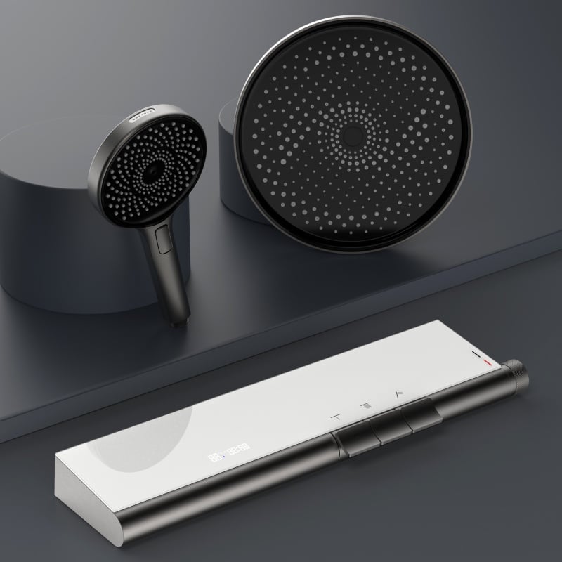 What are the advantages of a concealed shower in minimalist bathrooms?
