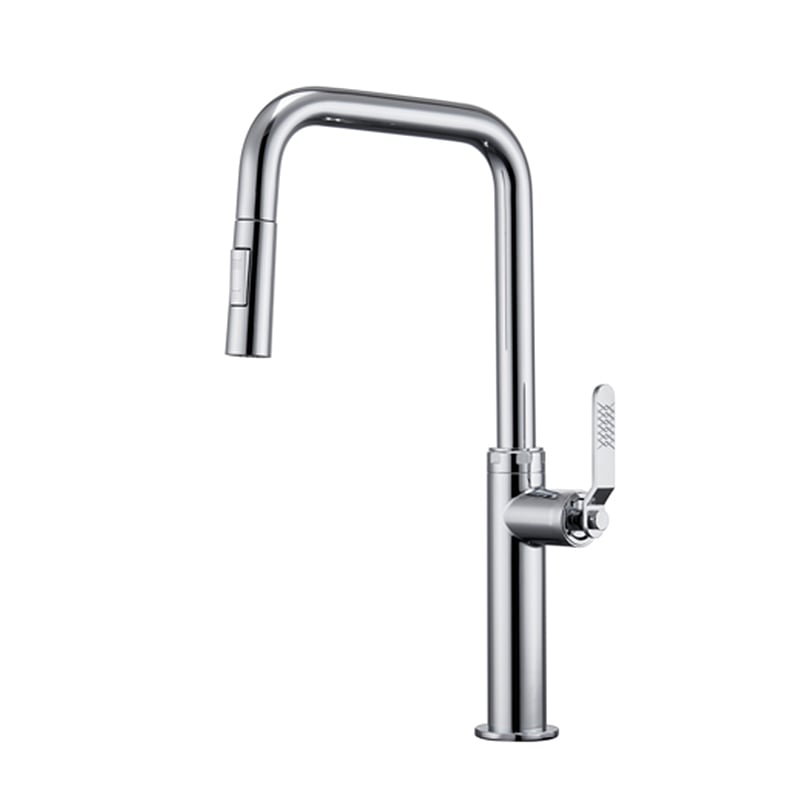 1LS020200 Flexible Pull Down Spray Brass Kitchen Faucet with Single Handle and 360 Rotation Tap Gun Grey