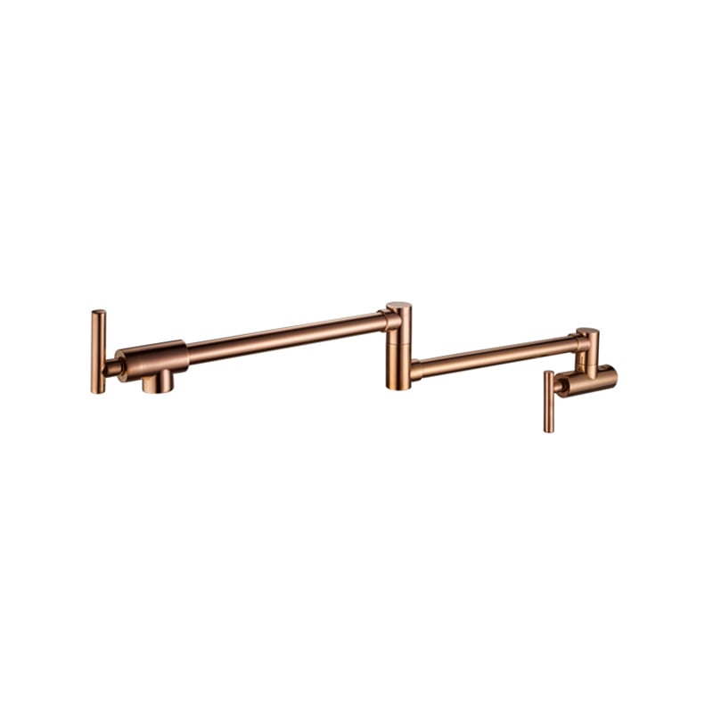 1LX210200 Brass Sink Faucet with Pull Out Sprayer and 360 Rotation for Cold and Hot Water Mixing Rose Gold