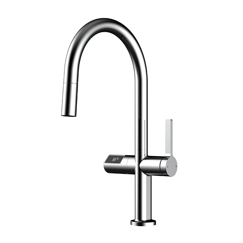 1LS190211 Brass Kitchen Faucet with Pull Out Spray Mixer and 360 Rotation for Easy Sink Cleaning 