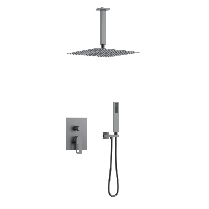 Zorn series 1LN080308 Modern Bathroom Shower System Set Concealed Brass Valve Rainfall Head Waterfall Mixer Gold