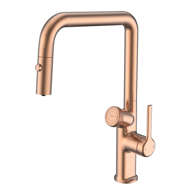 1FS200203 High Quality Brass Pull-out Kitchen Faucet Single Handle  purified water Brushed Rose Gold