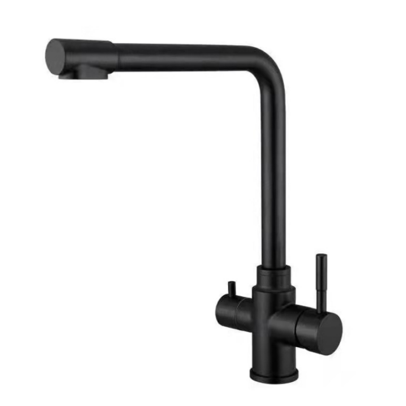 keran Dapur Kuningan Laris 1LQ280200 dengan Semprotan Tarik Turun dan Pegangan Tunggal untuk Pencampuran Air Dingin-Panas, Finishing Emas Brushed
