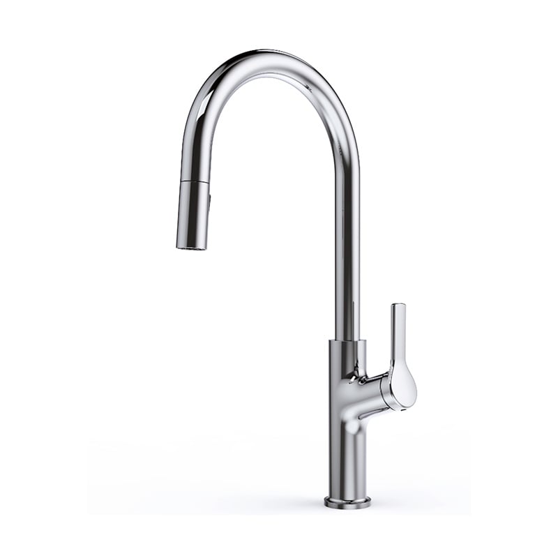 1LT320200 Brass Kitchen Mixer Tap with Pull Out Sprayer and 360 Rotation for Single Handle Sink Chrome