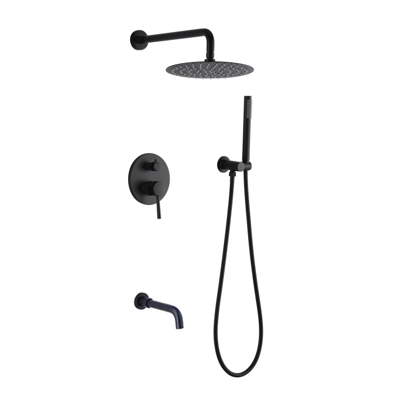 LE850104 Brass Concealed Smart Thermostatic Mixer Valve with Rain Shower and Waterfall Spout Bathroom Kit