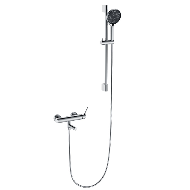 Fly Series 1LN020310 Complete Brass Wall Mounted Shower System Rain Showerhead and Mixer Faucet Rose Gold
