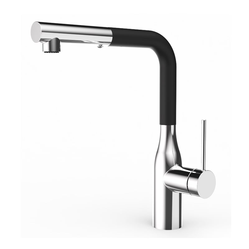 1LU040205 High Quality Brass Kitchen Faucet Single Handle with Pull Down Sprayer and Flexible Hose Gun Grey