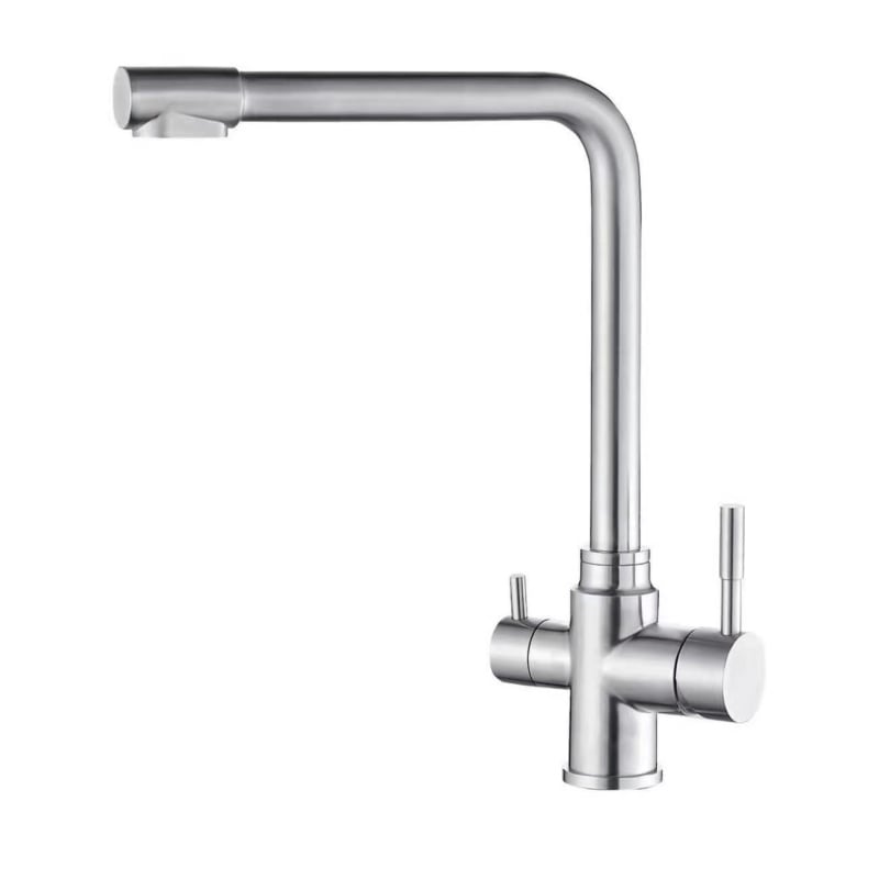 keran Dapur Kuningan 1LN110200 dengan Semprotan Tarik Turun, Pegangan Tunggal, Rotasi 360 Derajat, dan Desain Fleksibel, Finishing Krom