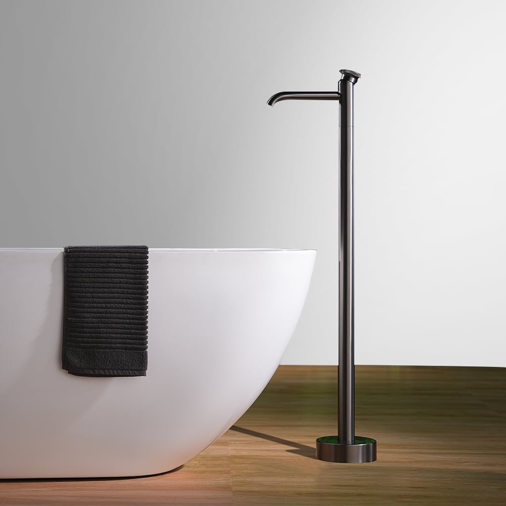 E94 Modern Bath Tub Faucet Set Brass Freestanding Waterfall Tap and Shower Mixer Combo Rose Gold