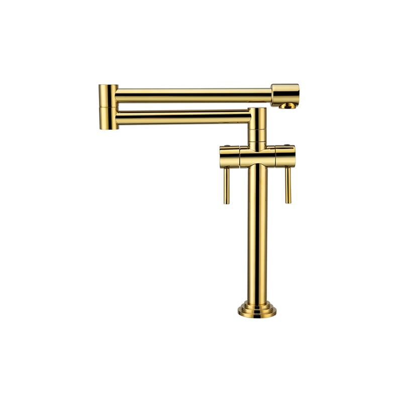 1LX210202 Best Single Handle Brass Faucet for Kitchen with Pull Down Sprayer and Hot Cold Water Mixer Gold