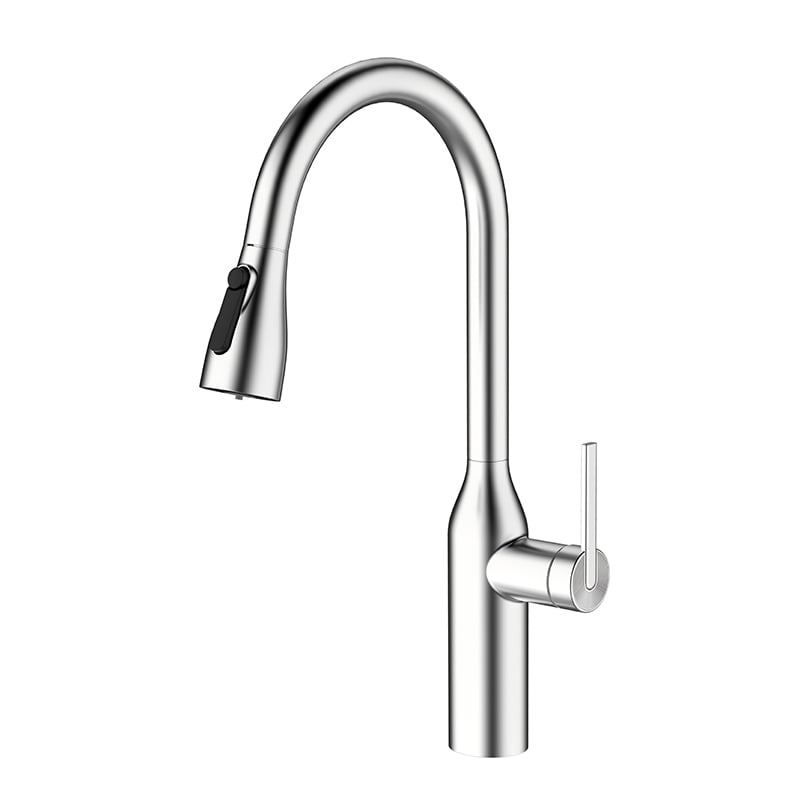 1KP100205 High Quality Brass Kitchen Faucet Single Handle with Pull Down Sprayer and Flexible Hose Gun Grey
