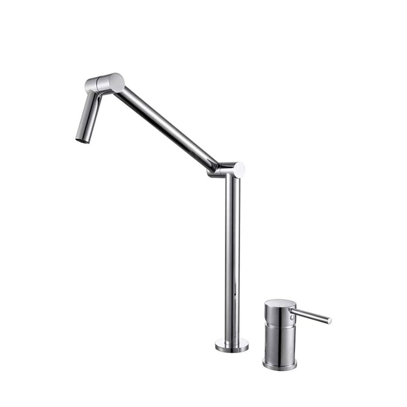 1LS240210  Pull Down Sprayer Brass Kitchen Faucet Single Handle with 360 Rotation and Flexible Design Chrome