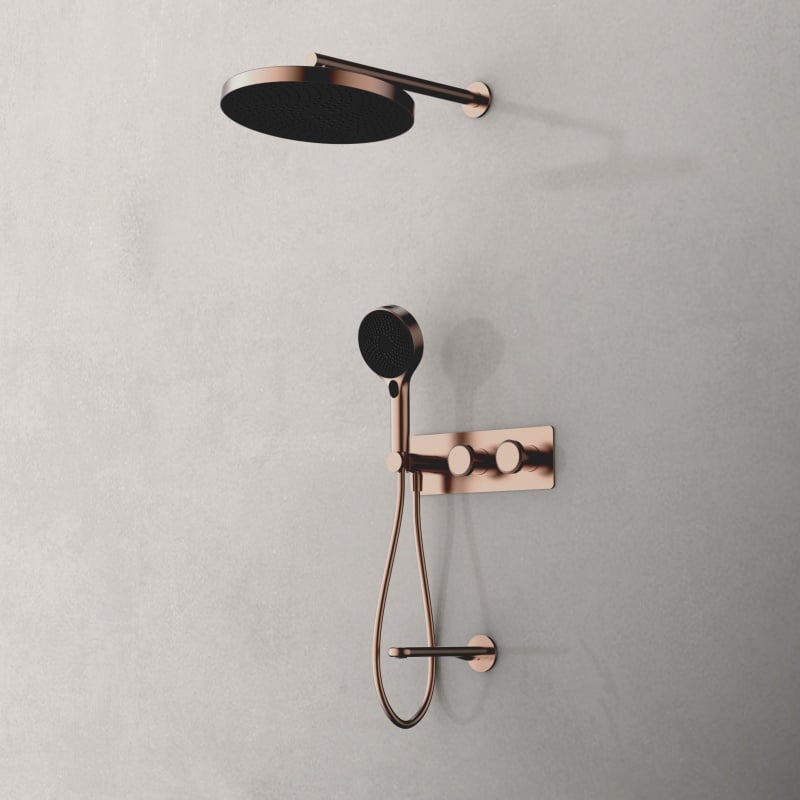 Sekko series 1SE500704 Complete Bathroom Spa Kit Concealed Brass Mixer Rainfall Shower and Waterfall Set Gun Grey