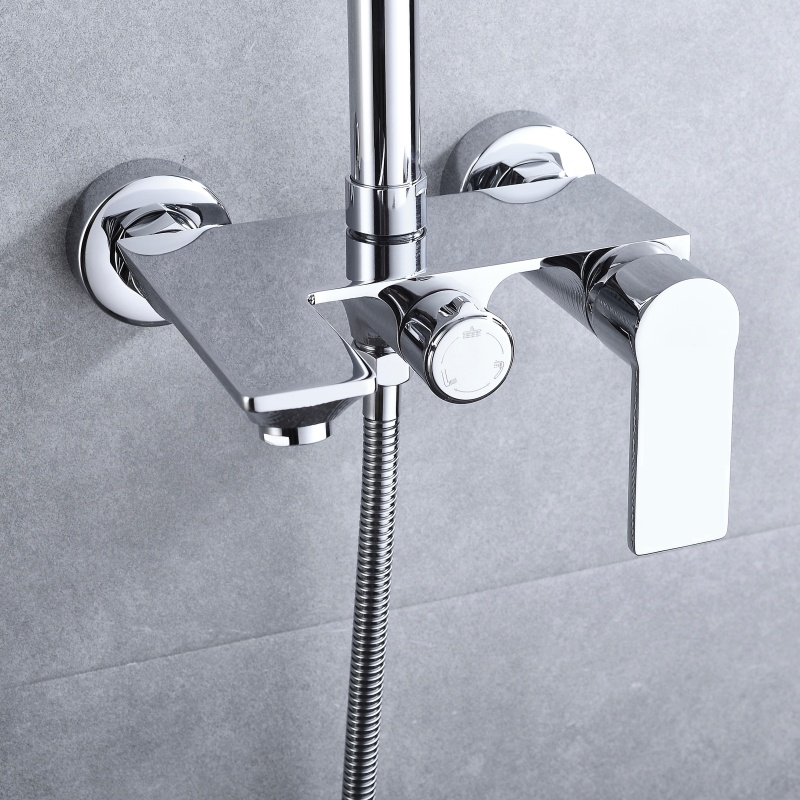 LE640101 Wholesale Water-Saving Complete Brass Bath  Rain Shower Faucet Set Mixer Kit Efficient Gun Grey