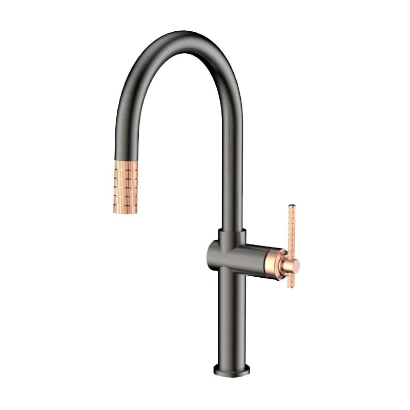 1LT870201 Best Brass Single Handle Kitchen Faucet with Pull Down Sprayer and Flexible for Sink Rose Gold