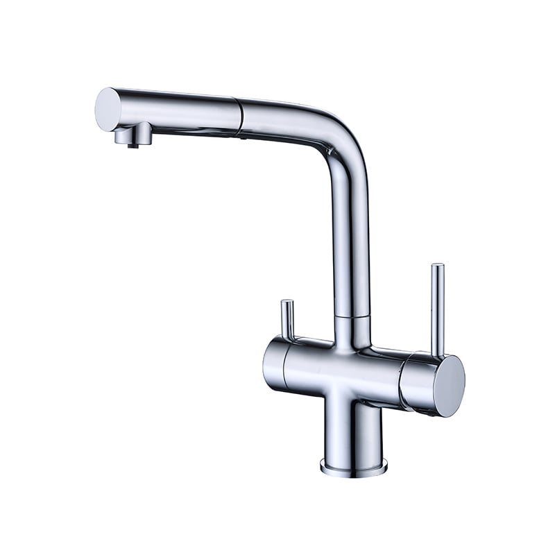 1LQ280201 Brass Sink Faucet with Pull Out Sprayer and 360 Rotation for Cold and Hot Water Mixing