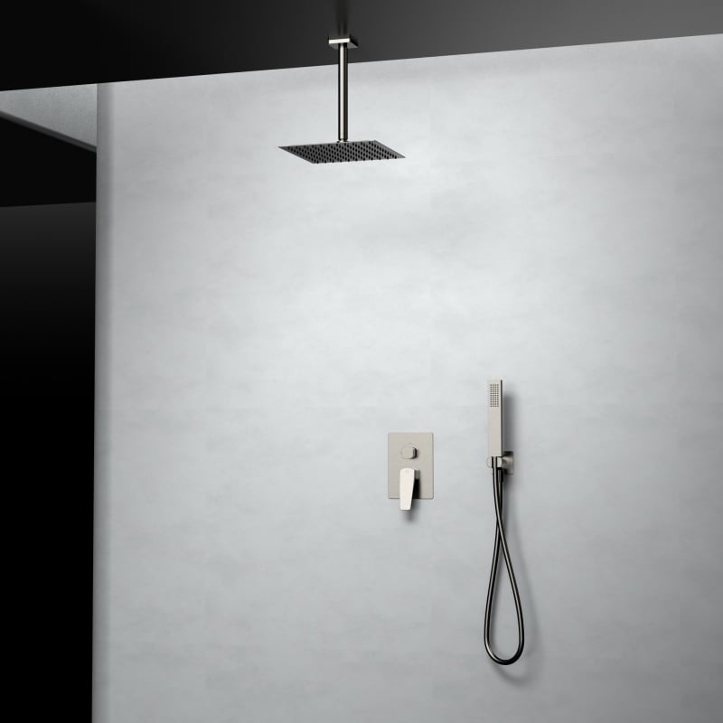 Seri Nuoya 1NY500700 Set Katup Pencampur Kuningan Cerdas Termostatik Tersembunyi dengan Head Shower Hujan dan Spout Mandi Air Terjun Warna Hitam