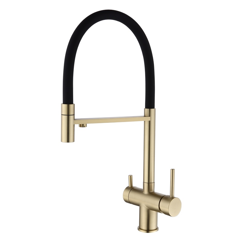 1LQ280203 Flexible 360 Rotation Brass Kitchen Faucet with Pull Out Sprayer and Single Handle Mixer Gun Grey